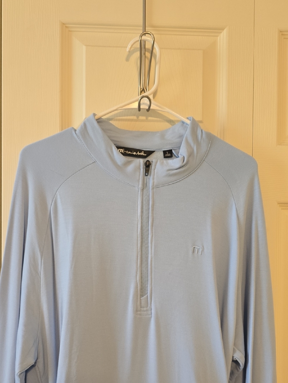 Travis Mathew Light Blue Cloud Quarter Zip Pullover Size L